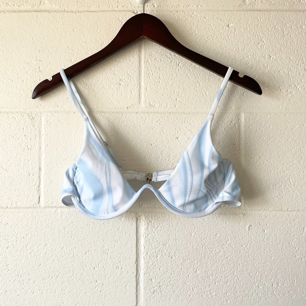 Unbranded Blue Underwired Retro Hawaii Vacation Swimwear Bikini Top Women's XL